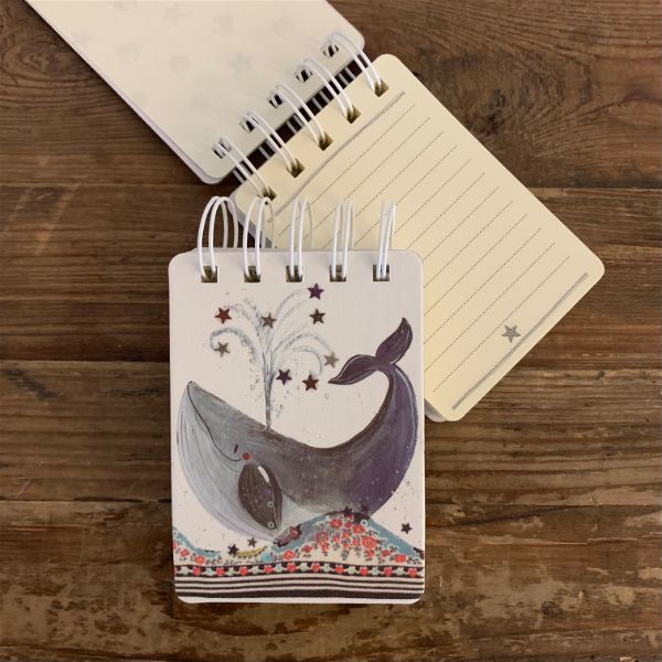 SSN24 Whale Small Spiral Notepad By Alex Clark Art