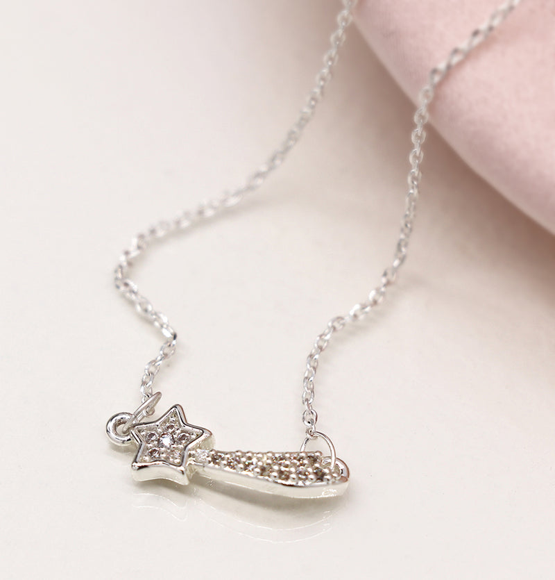 04175 Shooting Star Silver Plated Necklace By Pom