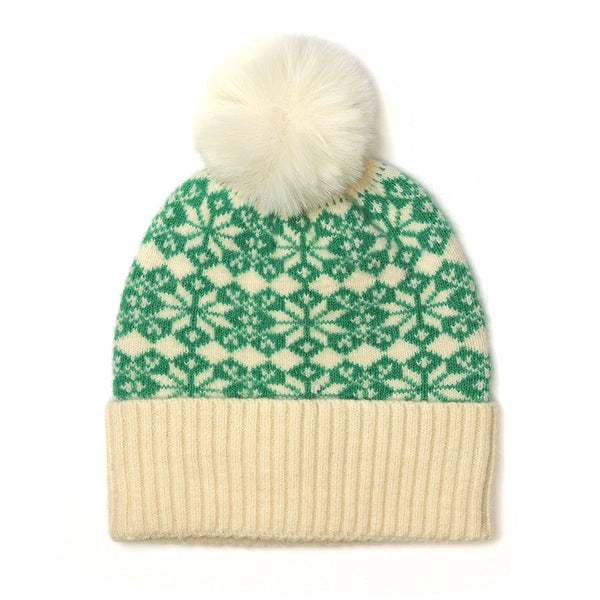 40700 Bright Green Scandi Pom Pom Beanie Hat by POM