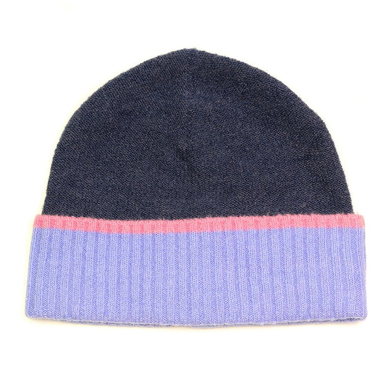 40540 Purple Contrast Beanie Hat By Pom