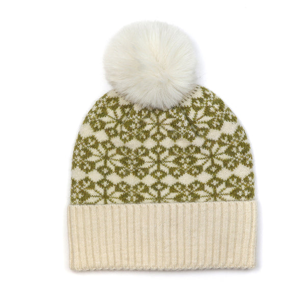 40701 Olive Green Scandi Pom Pom Beanie Hat by POM