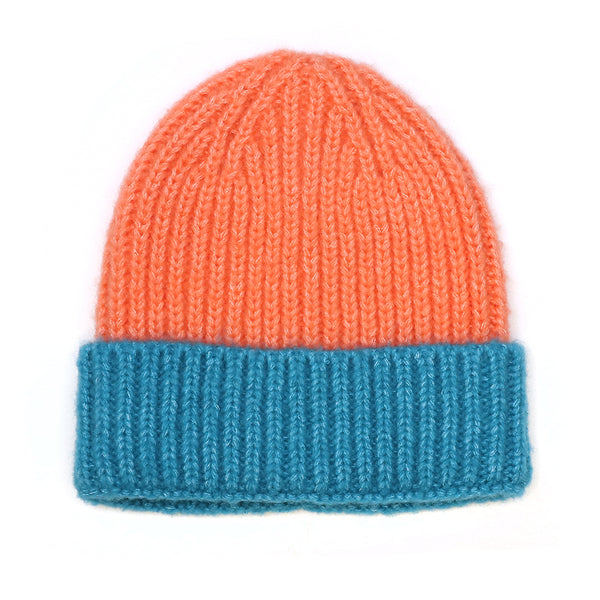 40718 Burnt Orange Ribbed Beanie Hat by POM