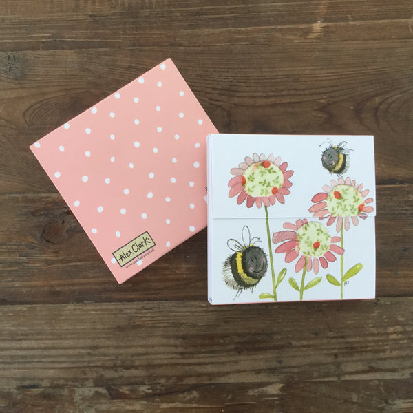 MM12 Bee & Flower Mini Magnetic Notepads By Alex Clark Art