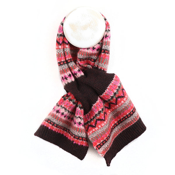 53007 Wine Fairisle Pull Through Scarf by Pom