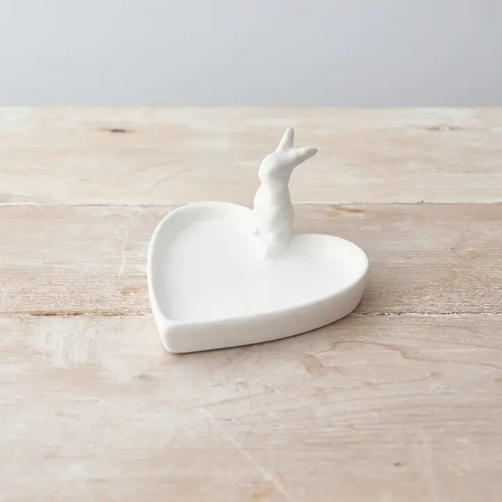 Heart Shaped Rabbit Trinket Dish By Gainsborough Giftware