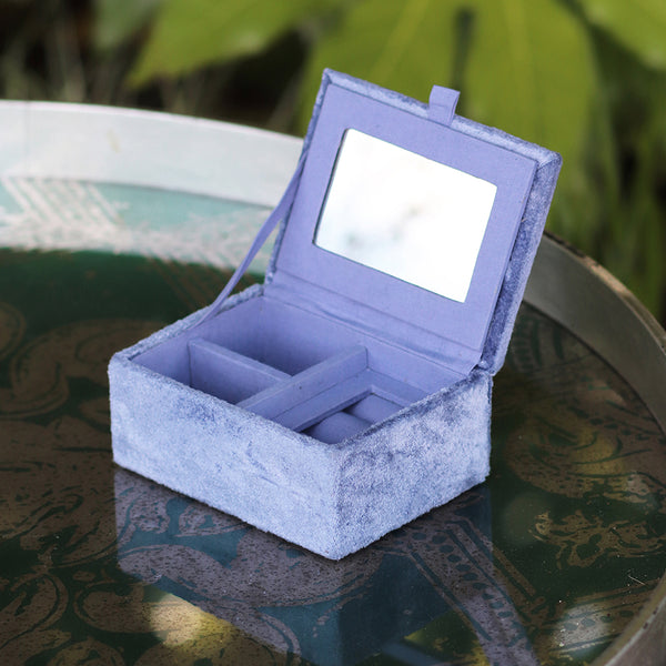 81636 Blue Velvet Sakura Embroidered Small Jewellery Box By Pom