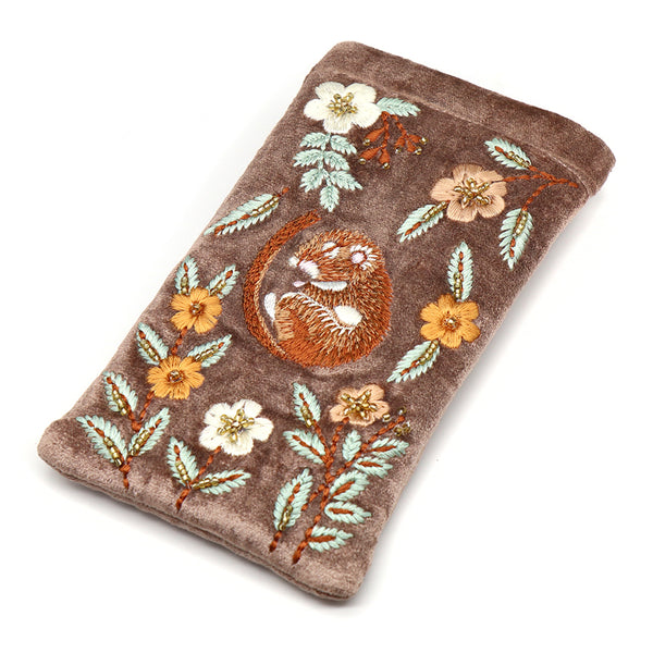 81714 Buff Sleeping Dormouse Embroidered Glasses Purse By Pom