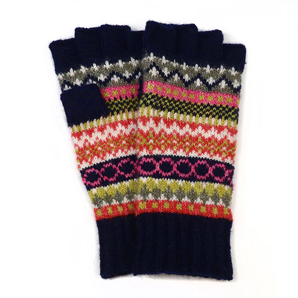 90258 Navy Fingerless Gloves By Pom