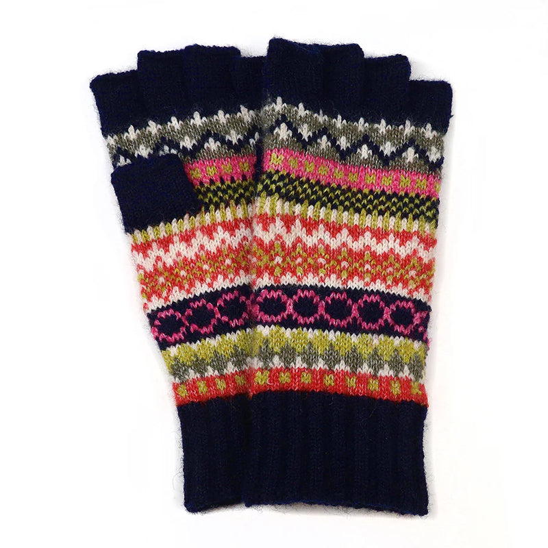 90258 Navy Fingerless Gloves By Pom