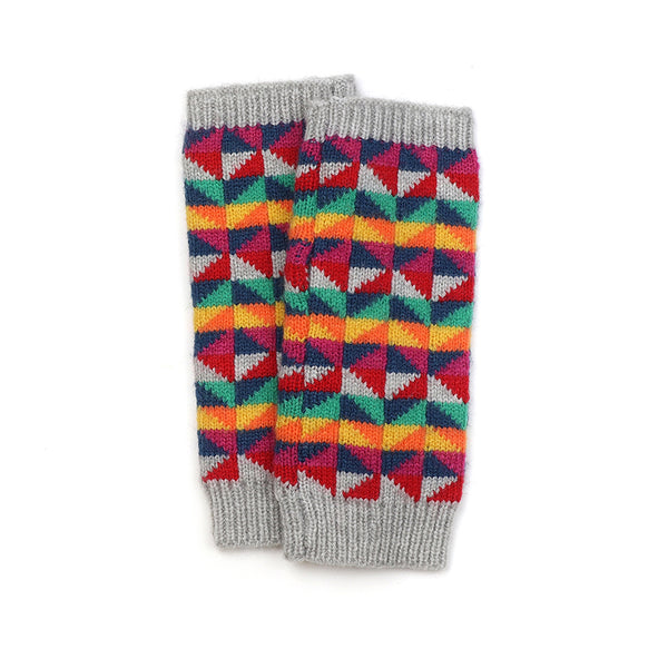 90274 Multi Rainbow Retro Wrist Warmer Gloves By Pom