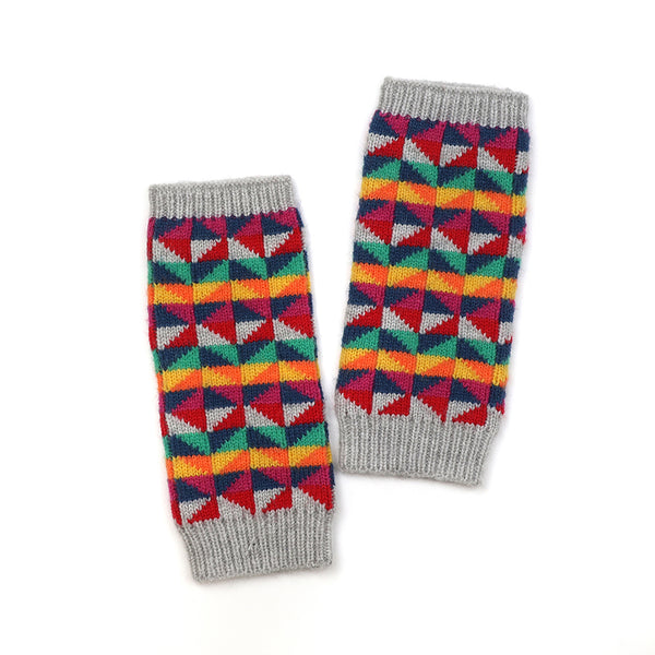 90274 Multi Rainbow Retro Wrist Warmer Gloves By Pom