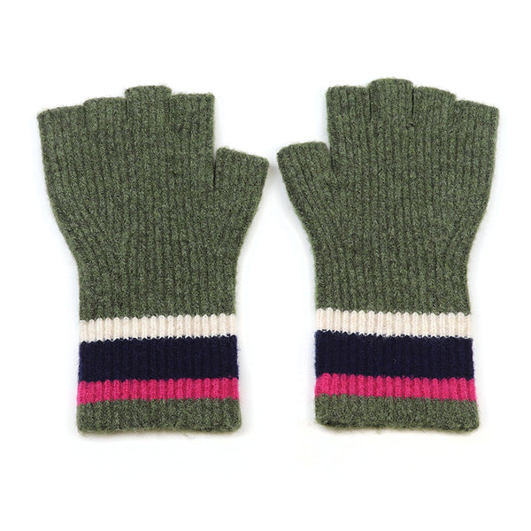 90277 Khaki Fingerless Gloves By Pom