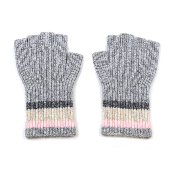 90278 Grey Fingerless Gloves By Pom