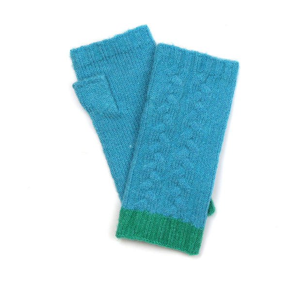 90282 Turquoise Blue Wrist Warmer Gloves By Pom