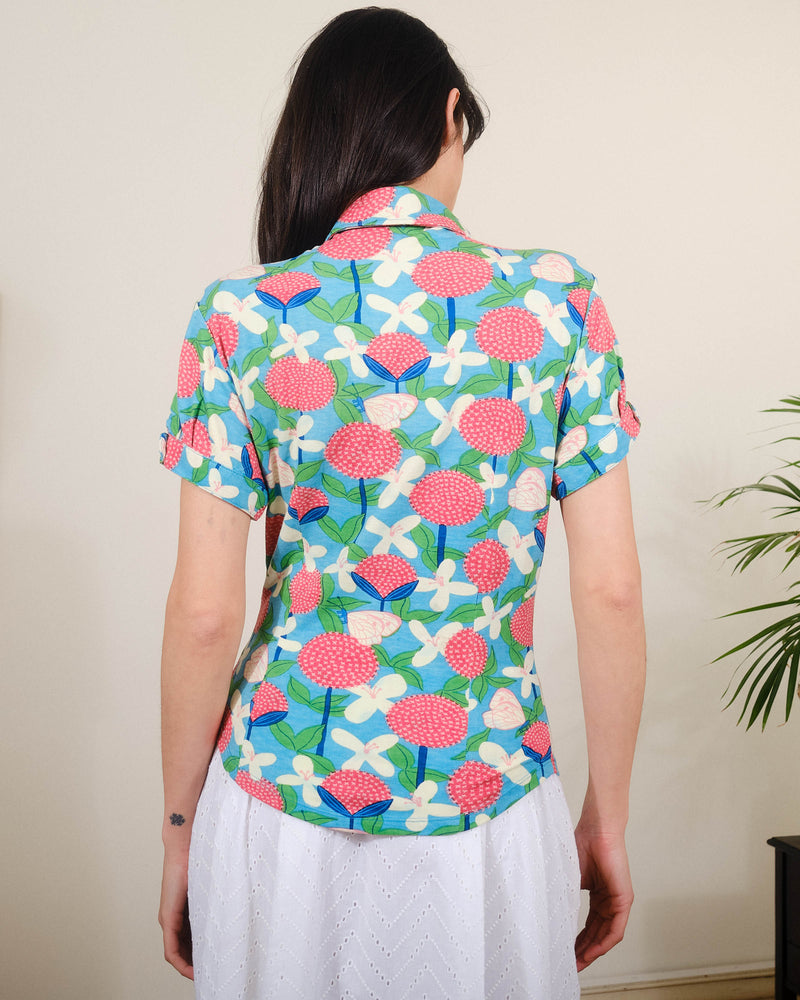 Bella Top in Allium & Clematis Print