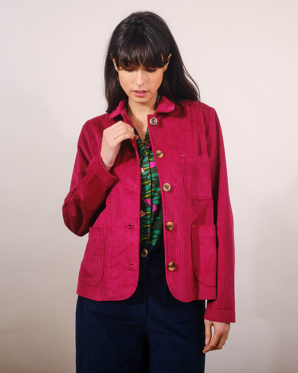 Chore Jacket in Cerise Jumbo Cord