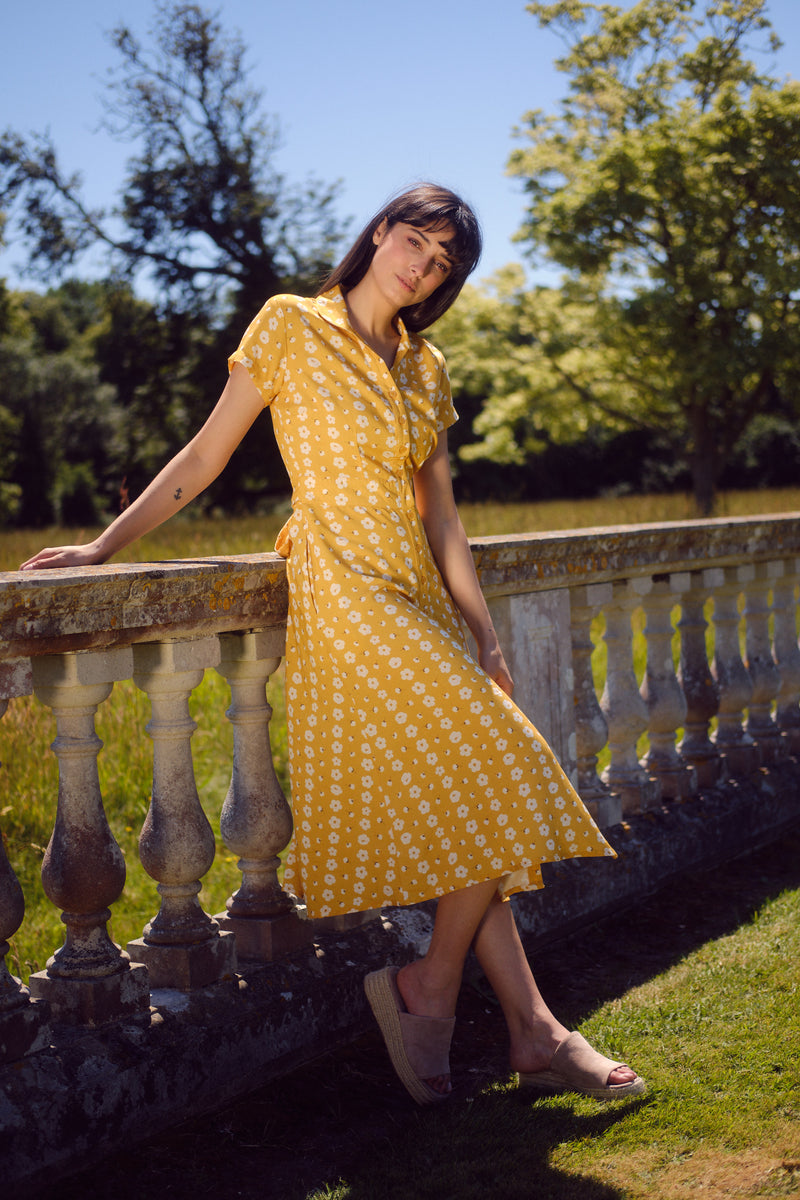 Jonie Dress in Yellow Buttercups Print