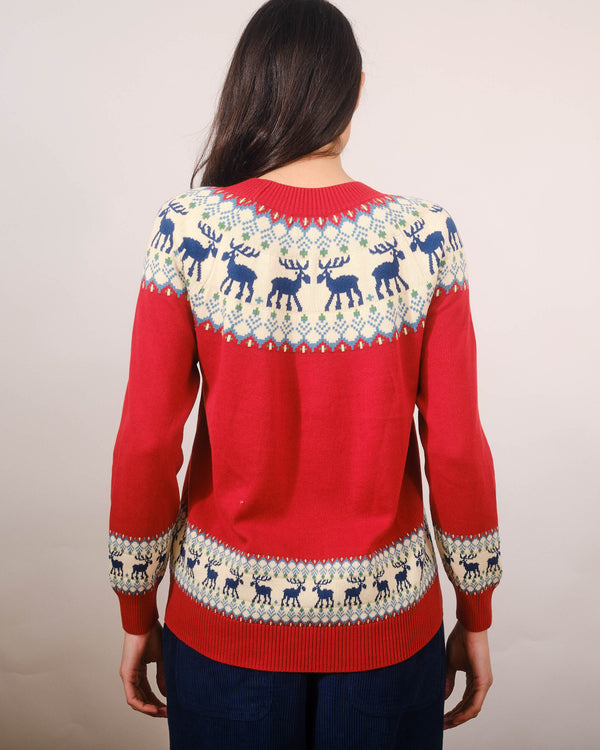 Moose Fairisle Sweater in Rust
