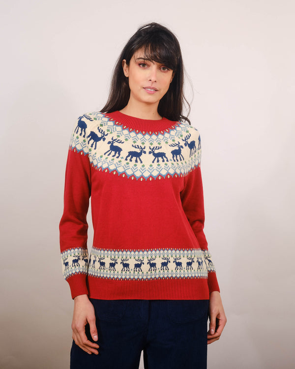 Moose Fairisle Sweater in Rust