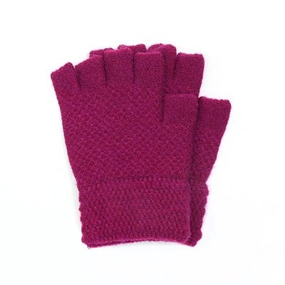 90138 Magenta Pink Fingerless Knitted Gloves By Pom