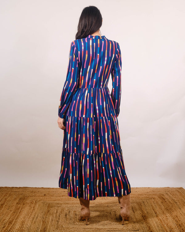 India Dress in Streamers Print