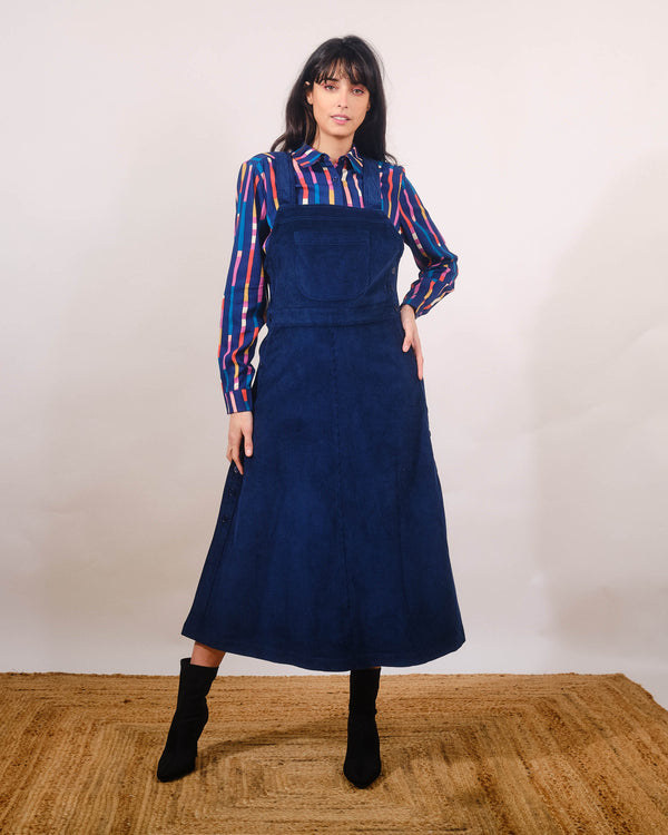 Jennifer Dress in Navy Jumbo Cord