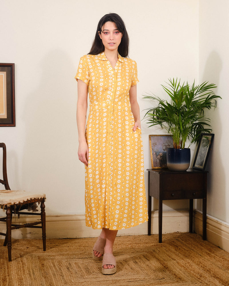 Jonie Dress in Yellow Buttercups Print
