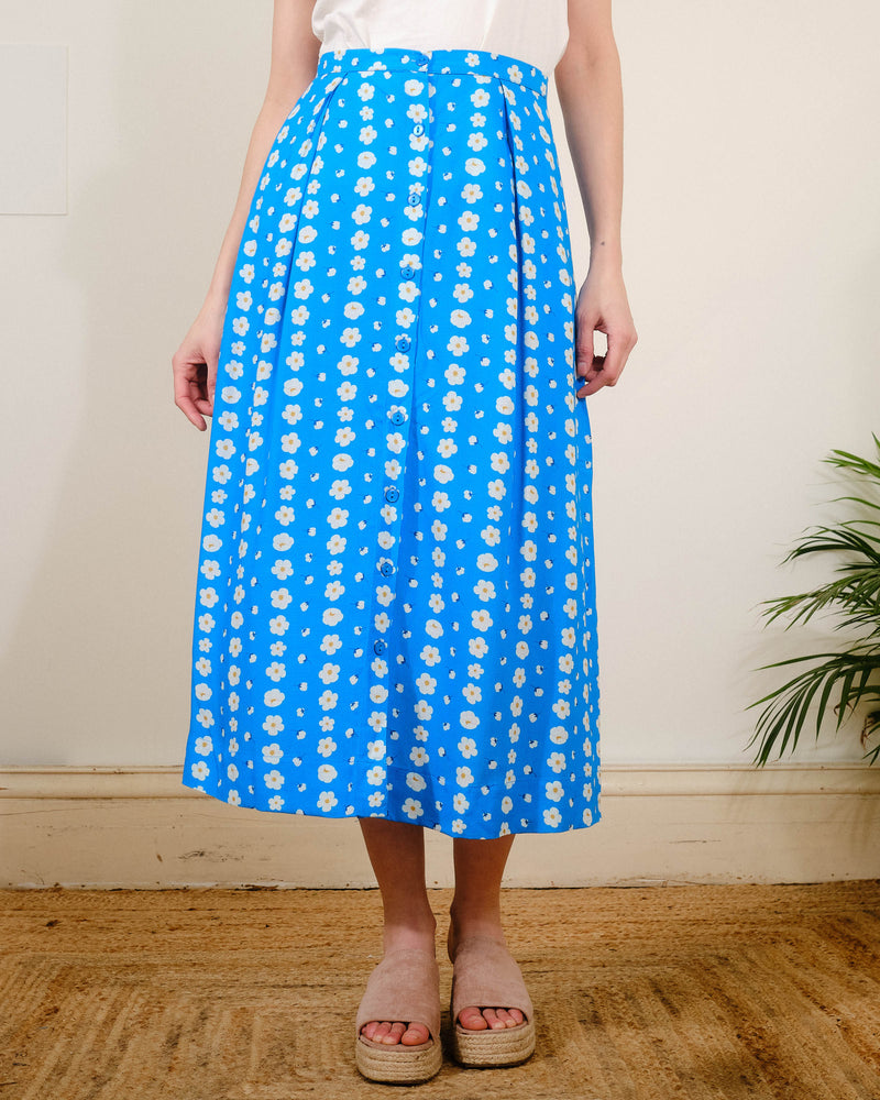 Lorna Skirt in Blue Buttercups Print