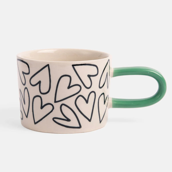 Mono Outline Hearts Mug By Caroline Gardner