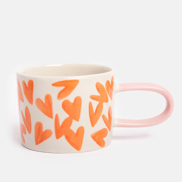 MGG114 Red Magnet Hearts Print Mug By Caroline Gardner