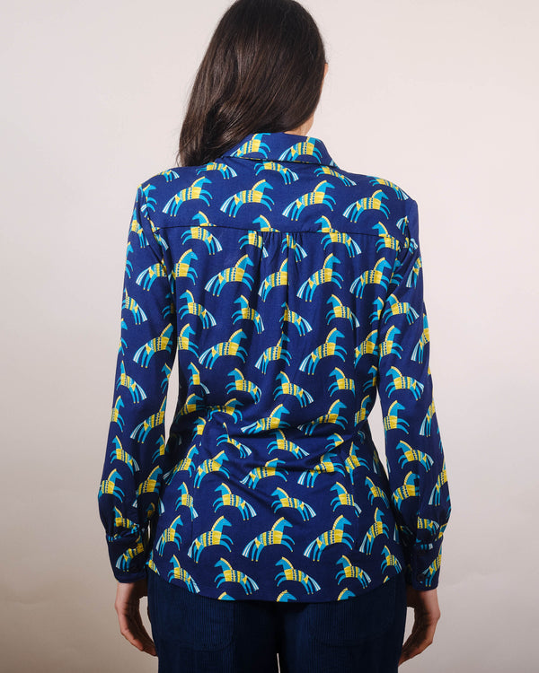 Marge Top in Horses Print