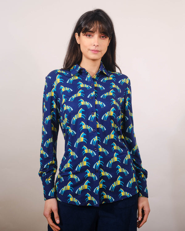 Marge Top in Horses Print