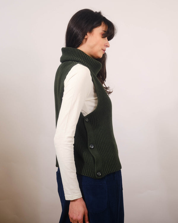 Monaco Side Button Tank in Dark Green