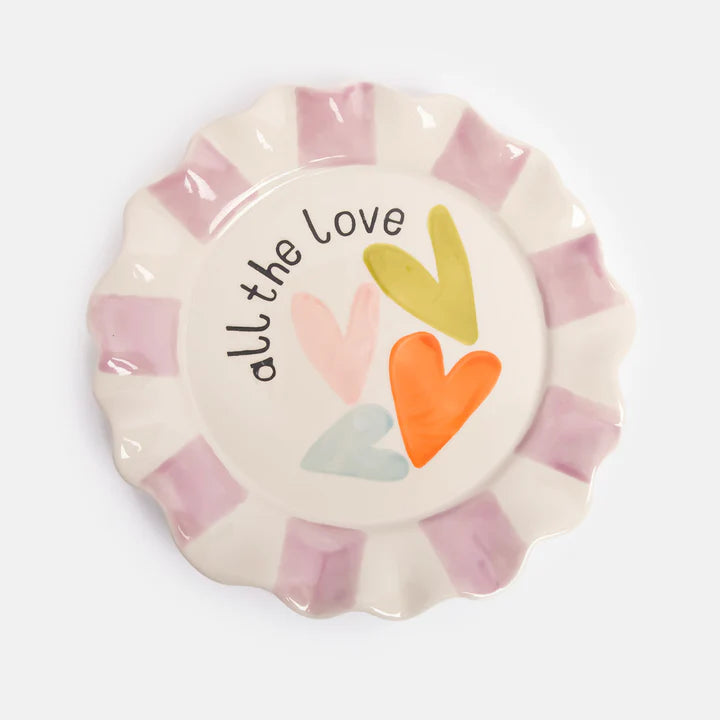 PLT114 All The Love Multi Hearts Plate By Caroline Gardner