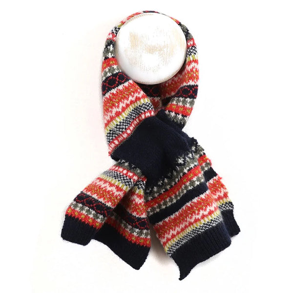 53008 Navy Fairisle Pull Through Scarf by Pom