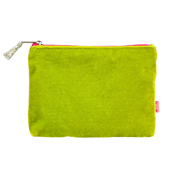 PU232 Lime Green Velvet Purse By Lua