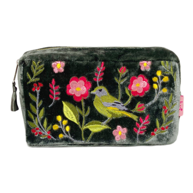 PU364 Greenfinch & Flower Cosmetic Purse By Lua