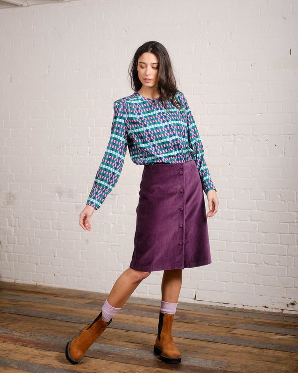 Renata Velvet Skirt in Purple