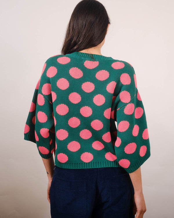 Roma 3/4 Sleeve in Polka Green