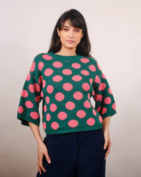 Roma 3/4 Sleeve in Polka Green