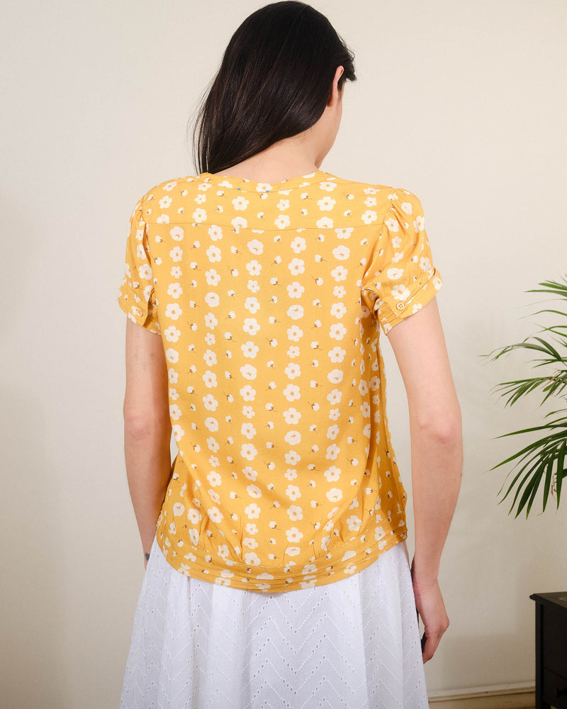 Roxy Top in Yellow Buttercups Print