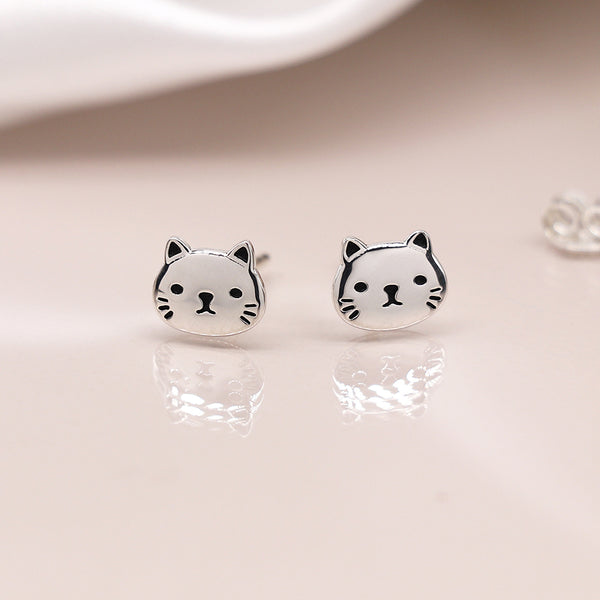 SB1353 Cute Cat Face Stud Earrings By Pom