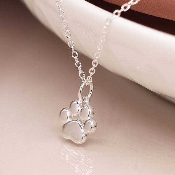 SB1355 Tiny Paw Sterling Silver Necklace By Pom