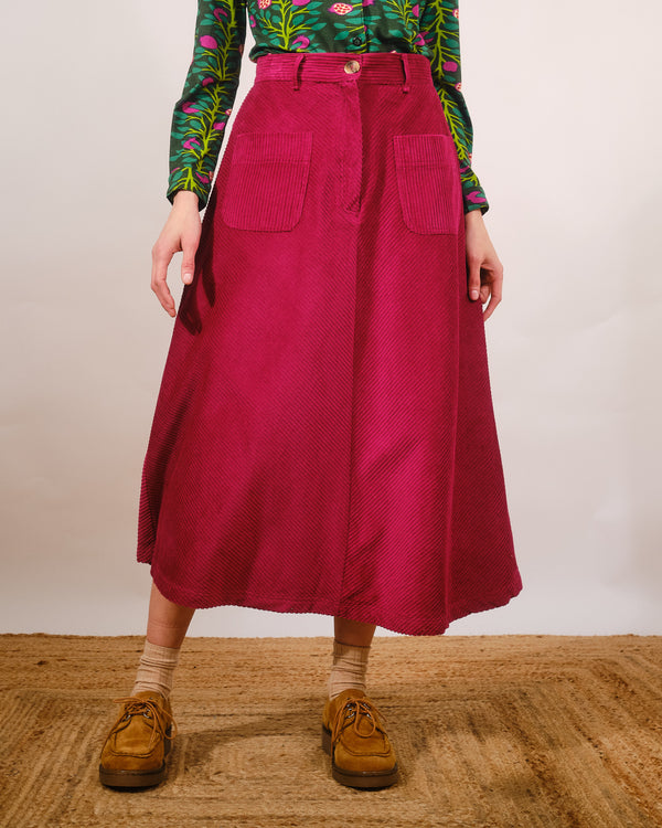 Sabrina Skirt in Cerise Jumbo Cord