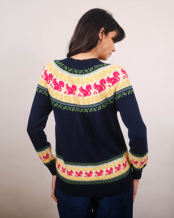 Squirrel Fairisle Sweater in Navy