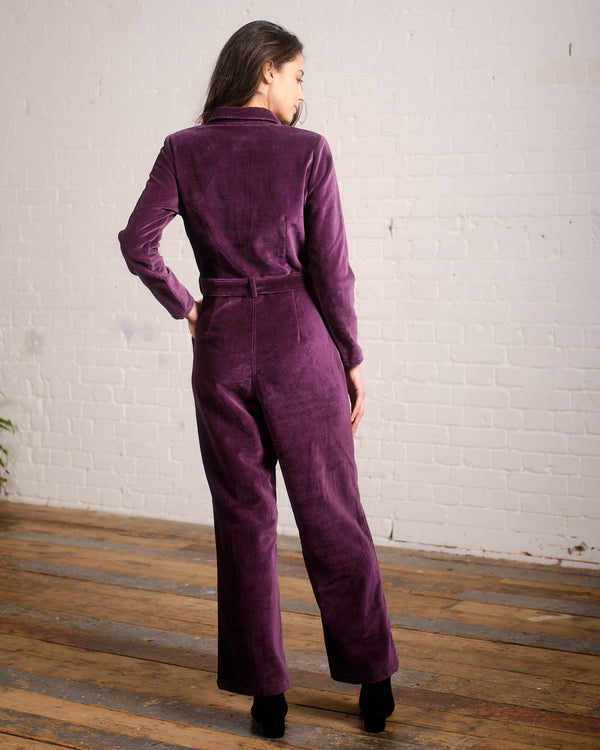 Velvet Jumpsuit in Purple