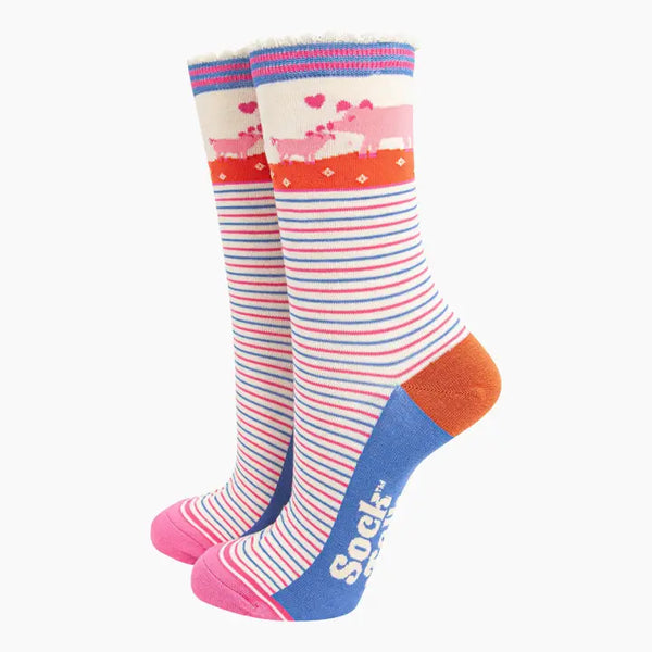 4480PIGPI Cream Pig Bamboo Socks (UK 3-7)