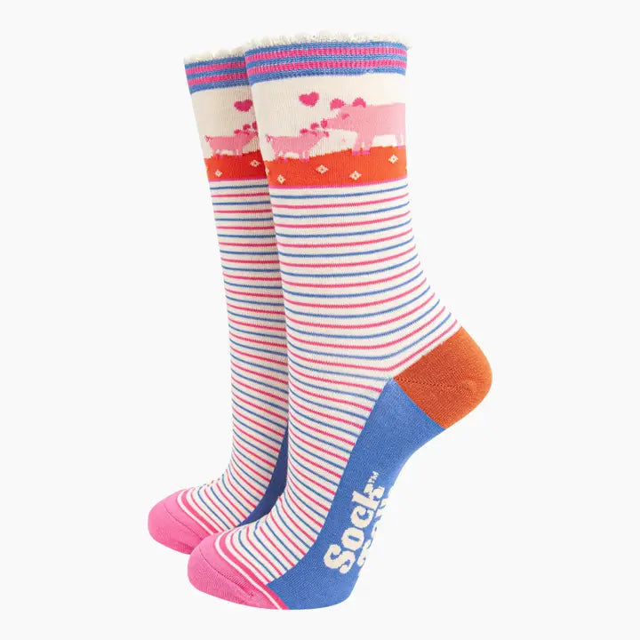 4480PIGPI Cream Pig Bamboo Socks (UK 3-7)