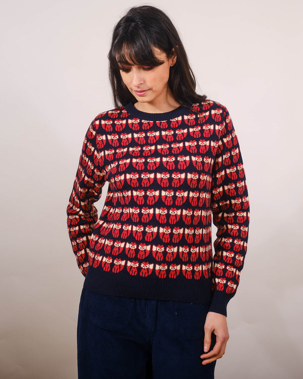 Basic Fox Sweater in Navy