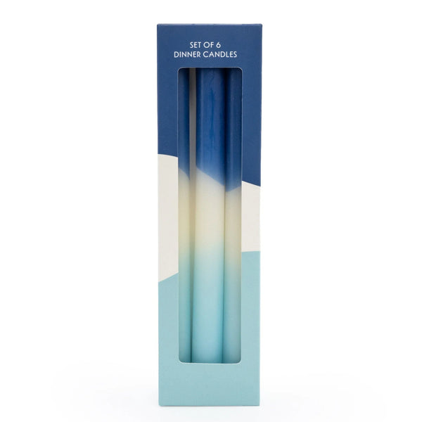 Blue Two Tone Dinner Candle Sticks (Set Of Six)